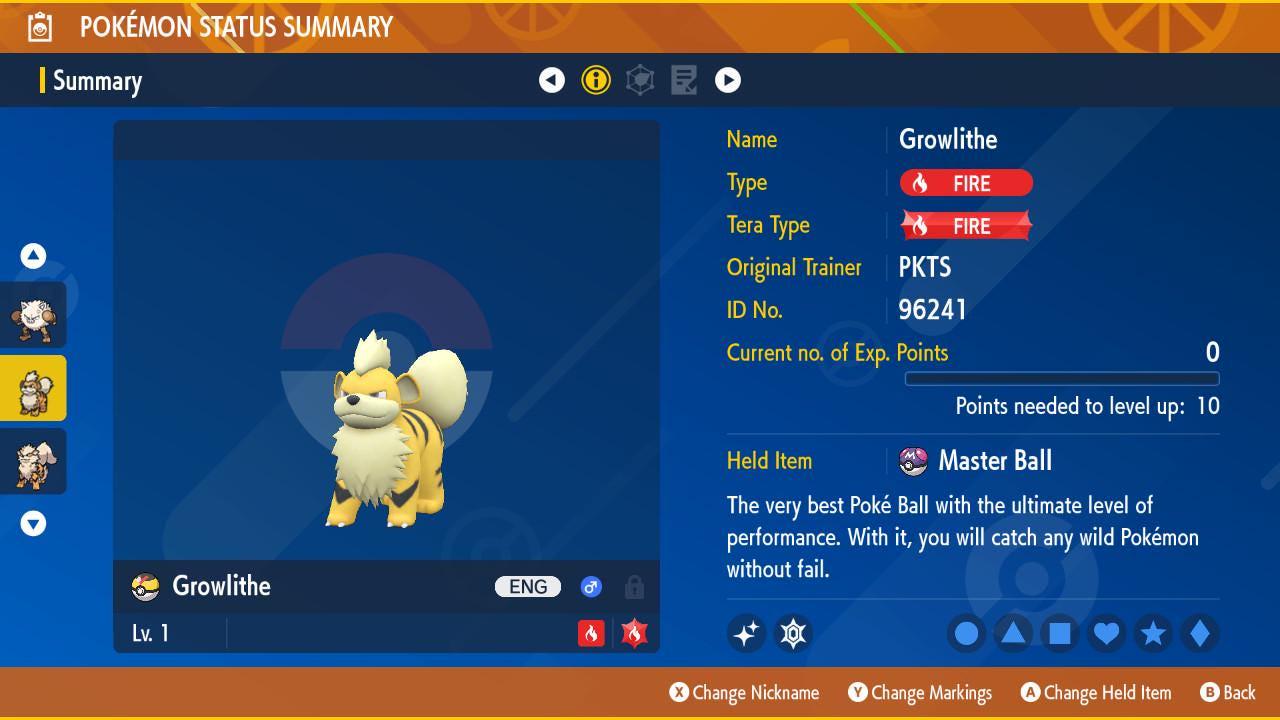 Pokemon Scarlet and Violet Shiny GROWLITHE 6IV Competitive Battle Ready Pokémon card photo 2