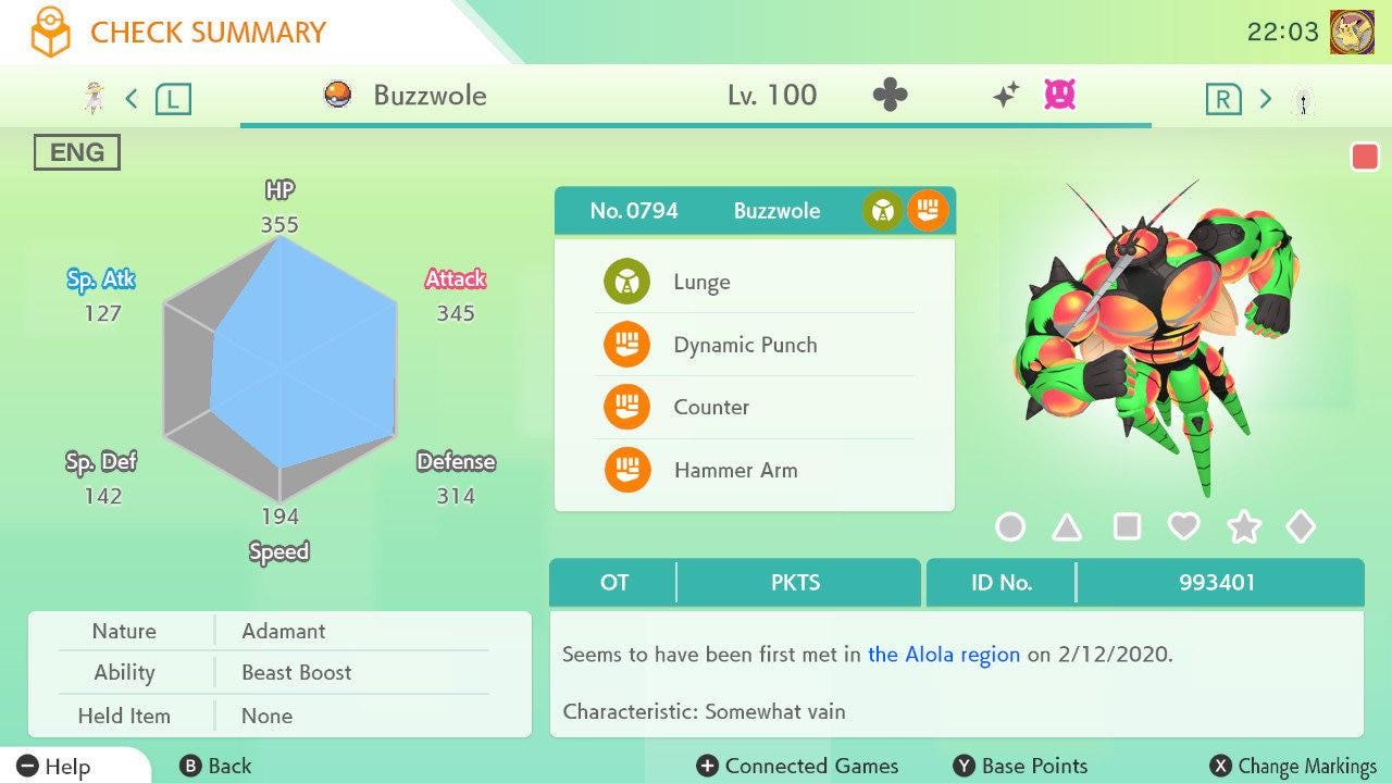 Shiny BUZZWOLE Pokémon HOME 6IV Competitive Battle Ready – Pokémon HOME Transfers Pokémon card photo