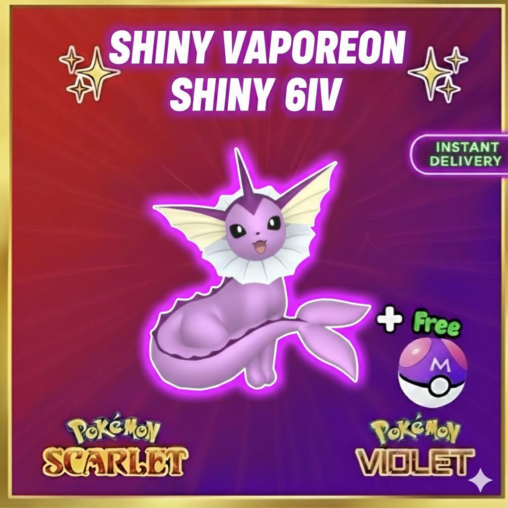 Shiny VAPOREON Pokémon Scarlet Violet 6IV Competitive Battle Ready – Scarlet & Violet Pokémon card photo