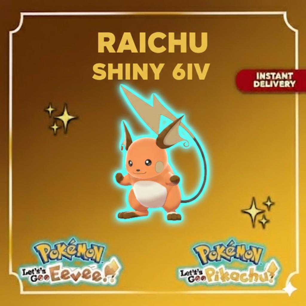 SHINY 6IV Raichu Pokémon Lets Go Pikachu Eevee 6IV Competitive Battle Ready – Pokémon Let's Go Pokémon card photo