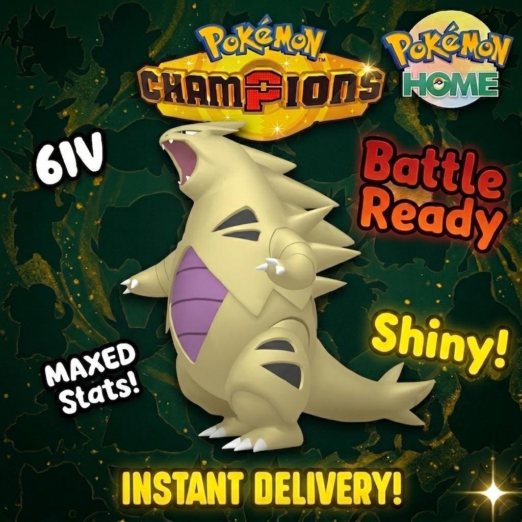 Shiny Tyranitar Pokémon Champions 6IV Competitive Battle Ready – Champions Pokémon card photo