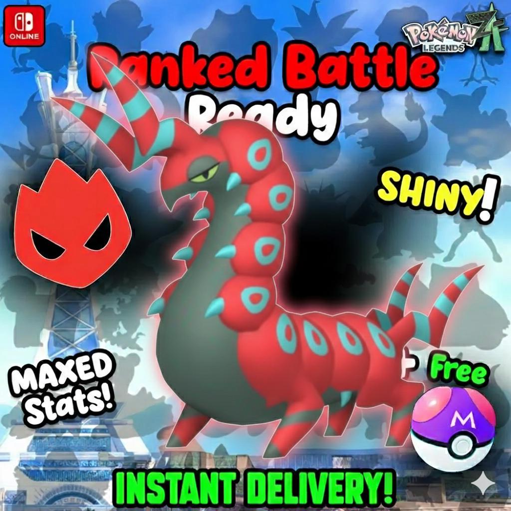 Shiny Alpha Scolipede Pokémon Legends ZA 6IV Competitive Battle Ready – Pokémon Legends Z-A Pokémon card photo
