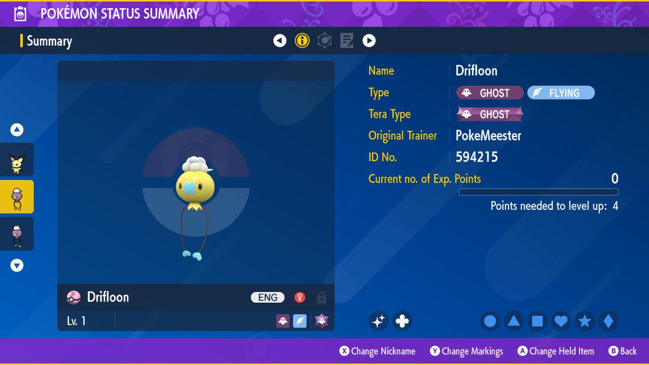 Shiny DRIFLOON Pokémon Scarlet Violet 6IV Competitive Battle Ready – Scarlet & Violet Pokémon card photo