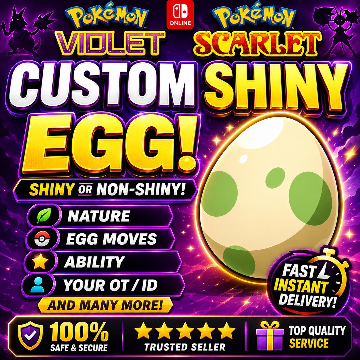 6IV CUSTOM POKÉMON Egg Pokémon Scarlet Violet Choose Pokemon, Shiny, Level, EV's, Nature, Gender, Moves Free Shiny – Custom Pokémon Pokémon card photo