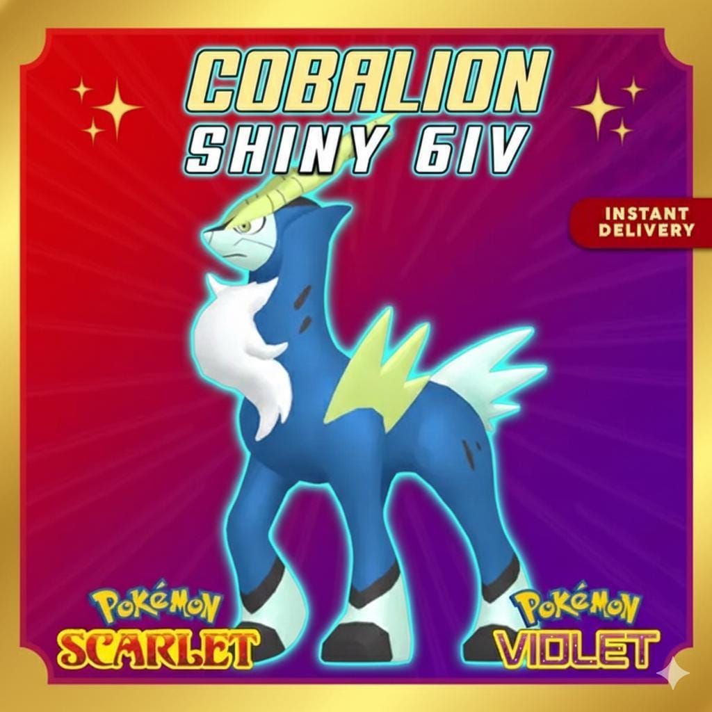 Shiny COBALION Pokémon Scarlet and Violet 6IV Competitive Battle Ready – Scarlet & Violet Pokémon card photo