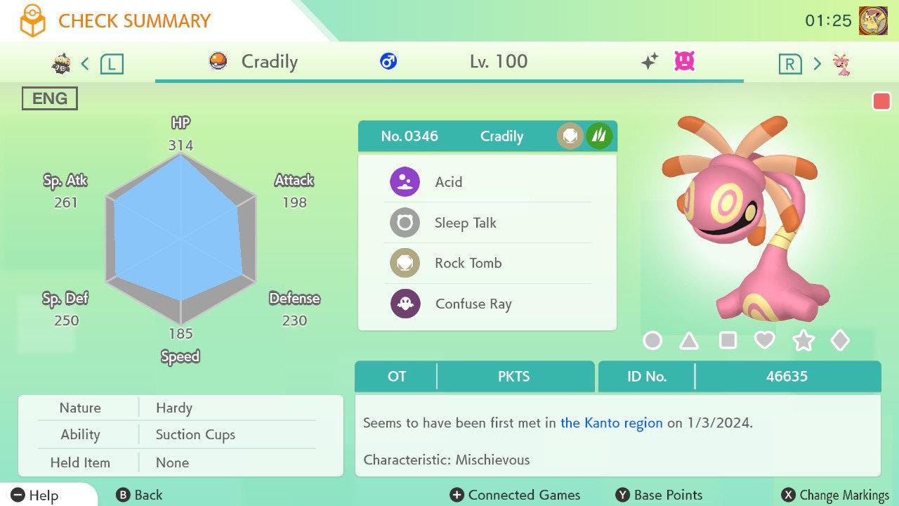 Shiny CRADILY Pokémon HOME 6IV Competitive Battle Ready – Pokémon HOME Transfers Pokémon card photo