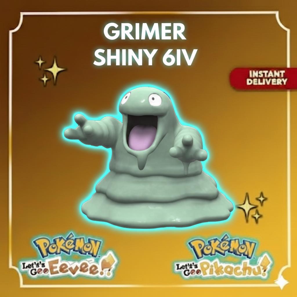 Shiny GRIMER Pokémon Lets Go Pikachu Eevee 6IV Competitive Battle Ready – Pokémon Let's Go Pokémon card photo