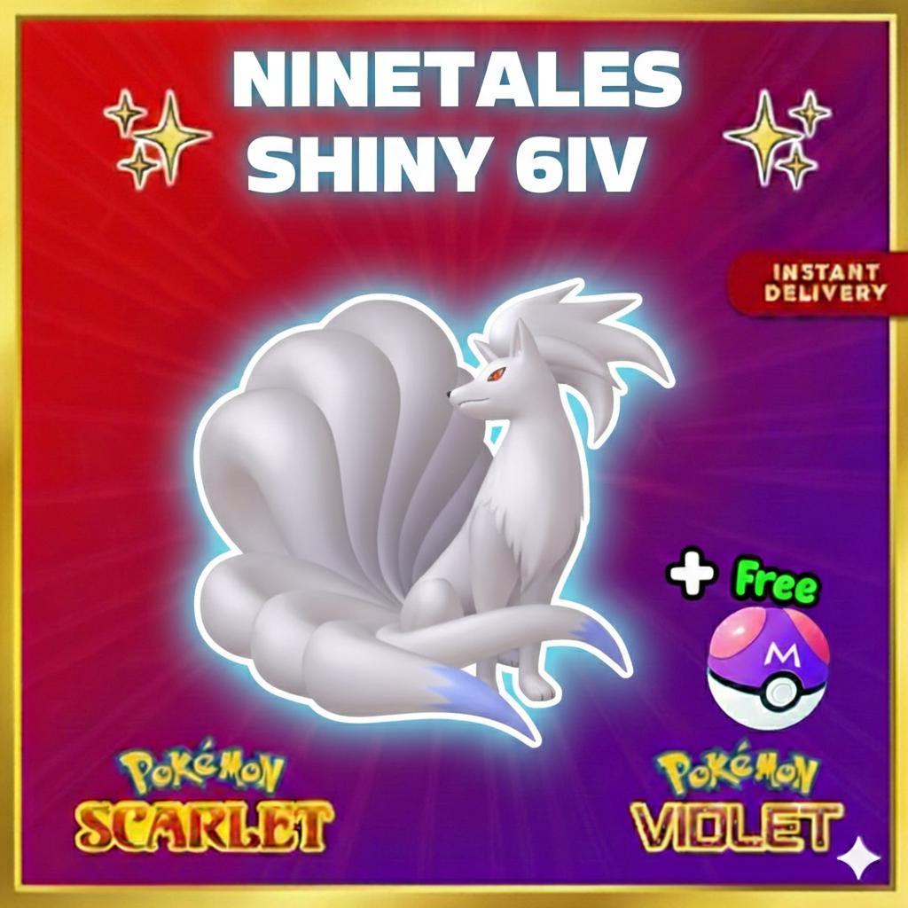 Foto de la carta Pokémon NINETALES variocolor Pokémon Escarlata y Púrpura Máscara Turquesa Listo para el Combate Competitivo + EVs Shiny gratis Switch 2