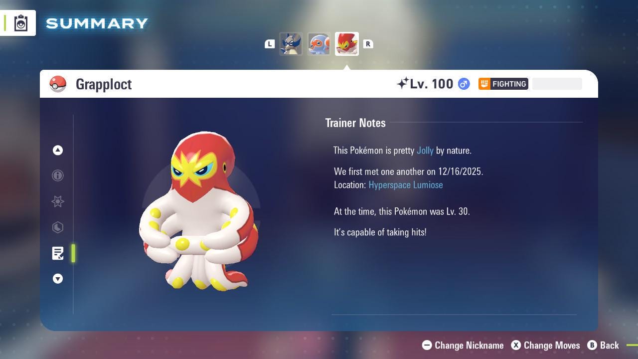 Foto de la carta Pokémon Grapploct variocolor Pokémon Legends ZA Mega Dimensión DLC 6IV Listo para el combate competitivo 4