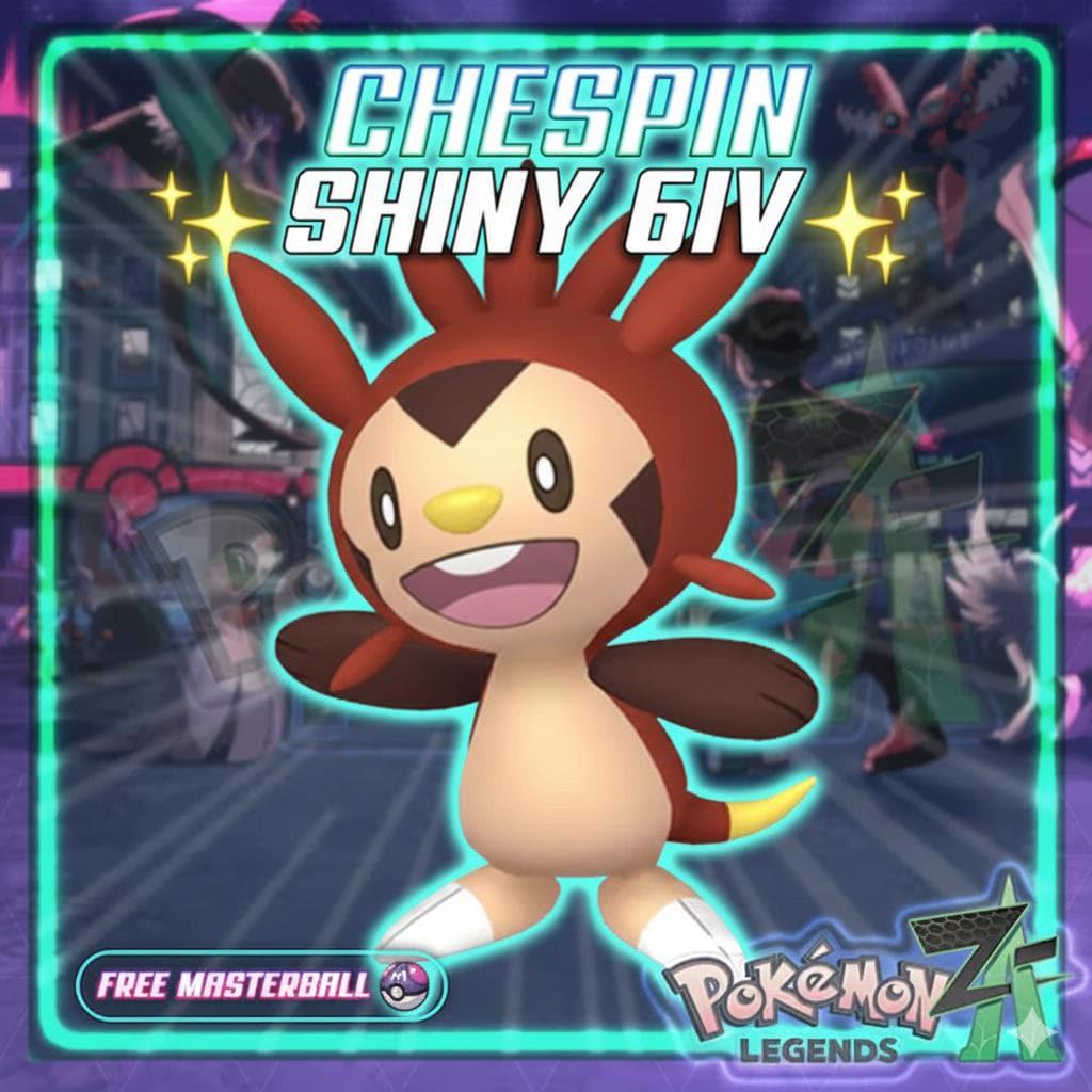 Shiny CHESPIN Pokémon Legends ZA 6IV Competitive Battle Ready Pokémon card photo