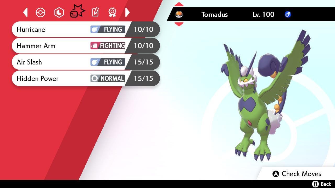 Foto de la carta Pokémon Shiny Forma Tótem TORNADUS Pokémon Espada y Escudo 6IV Pokémon Listo para la Batalla Competitivo + EVs Shiny Gratis 3