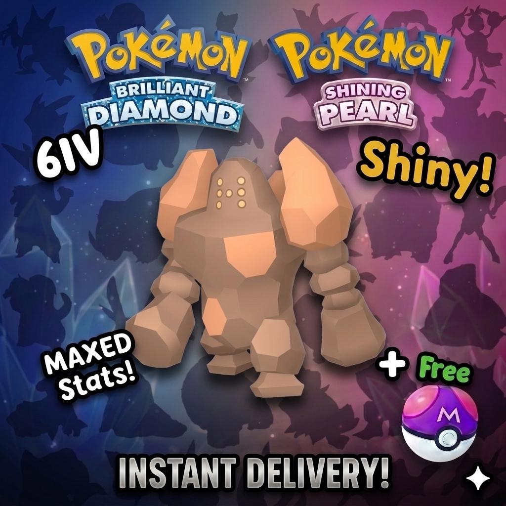 SHINY 6IV REGIROCK Pokemon Brilliant Diamond Shining Pearl 6IV Competitive Battle Ready – Brilliant Diamond & Shining Pearl Pokémon card photo