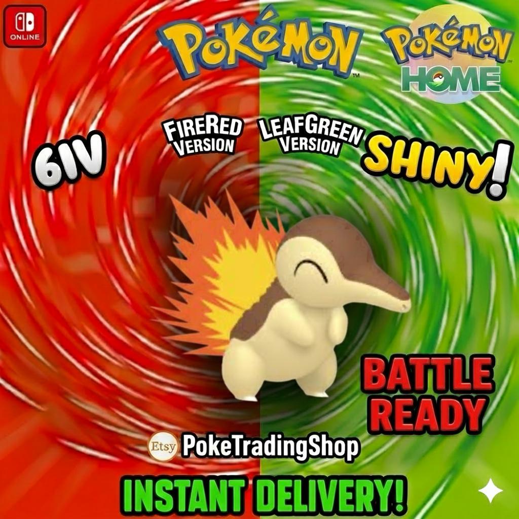 SHINY CYNDAQUIL Pokémon FireRed LeafGreen 6IV Competitive Battle Ready Pokémon card photo