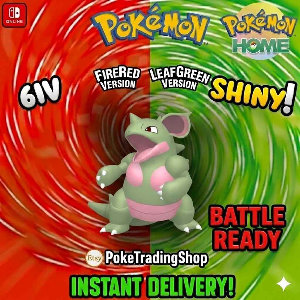 Foto de la carta Pokémon NIDOQUEEN VARIOCROMÁTICO Pokémon Rojo Fuego Verde Hoja 6IV Competitivo Listo para la Batalla