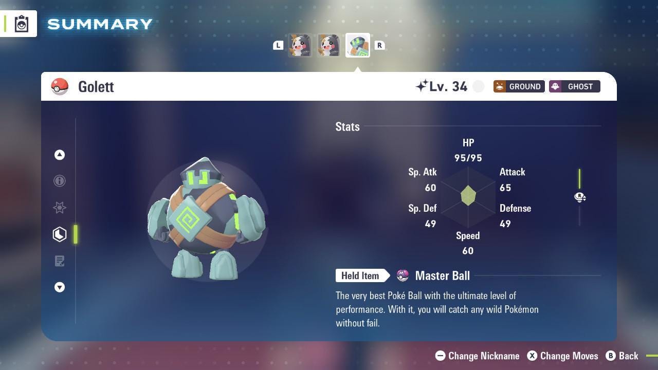 Shiny Golett Pokemon Legends ZA Mega Dimension DLC 6IV Competitive Battle Ready Pokémon card photo