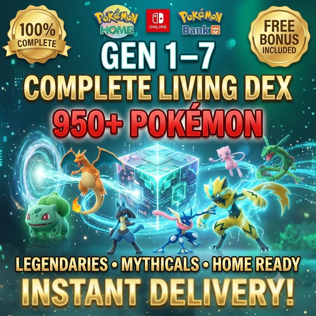 Pokemon HOME Complete Living Dex Gen 1-7 Shiny Legendary Mythical Collection – Shiny Pokémon Pokémon card photo