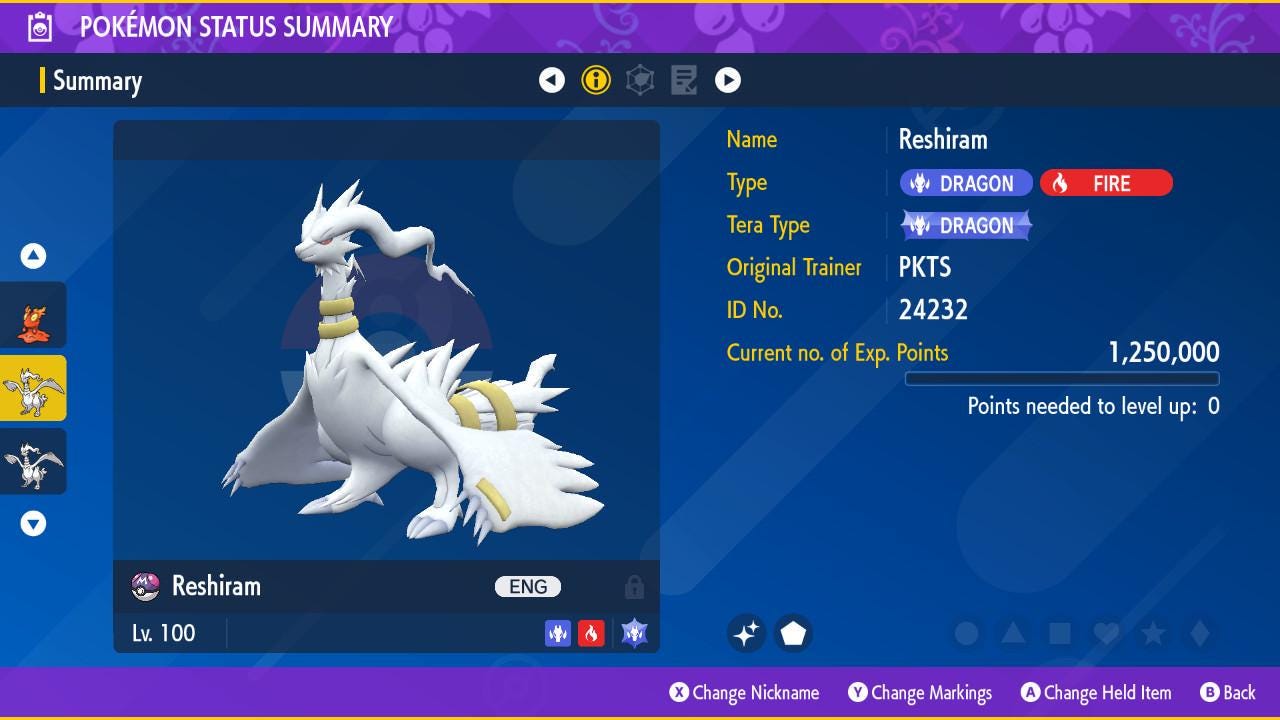 Shiny RESHIRAM Pokémon Scarlet and Violet 6IV Competitive Battle Ready Pokémon card photo 2