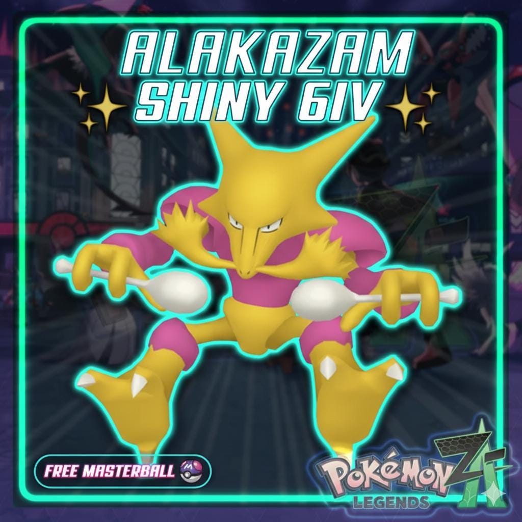 Shiny ALAKAZAM Pokémon Legends ZA 6IV Competitive Battle Ready – Pokémon Legends Z-A Pokémon card photo