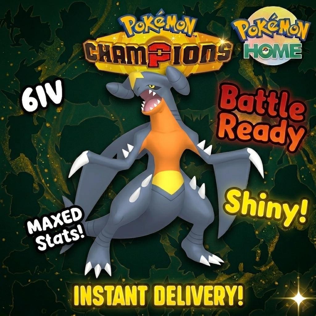 Shiny Garchomp Pokémon Champions 6IV Competitive Battle Ready – Champions Pokémon card photo
