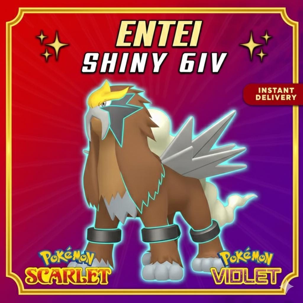 Shiny ENTEI Pokémon Scarlet and Violet 6IV Competitive Battle Ready – Scarlet & Violet Pokémon card photo
