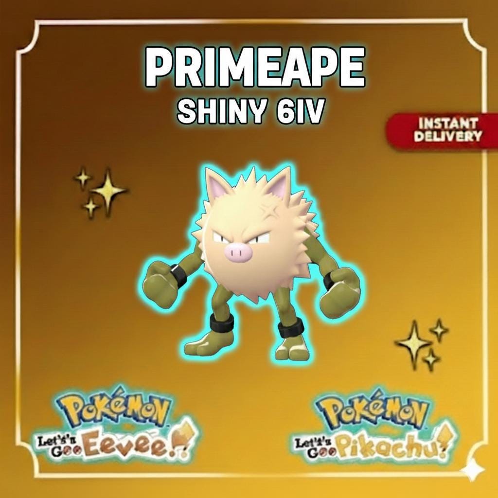 Shiny PRIMEAPE Pokémon Lets Go Pikachu Eevee 6IV Competitive Battle Ready – Pokémon Let's Go Pokémon card photo