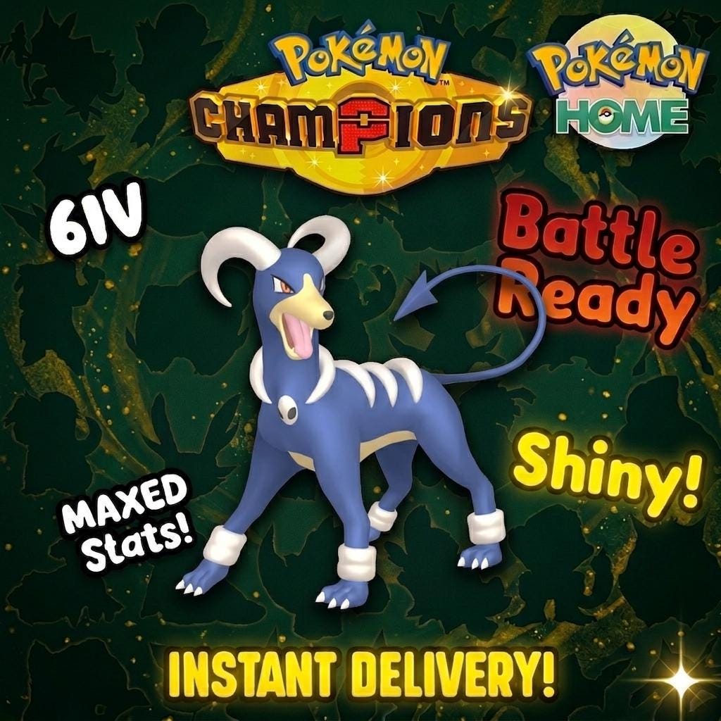 Shiny Houndoom Pokémon Champions 6IV Competitive Battle Ready – Champions Pokémon card photo