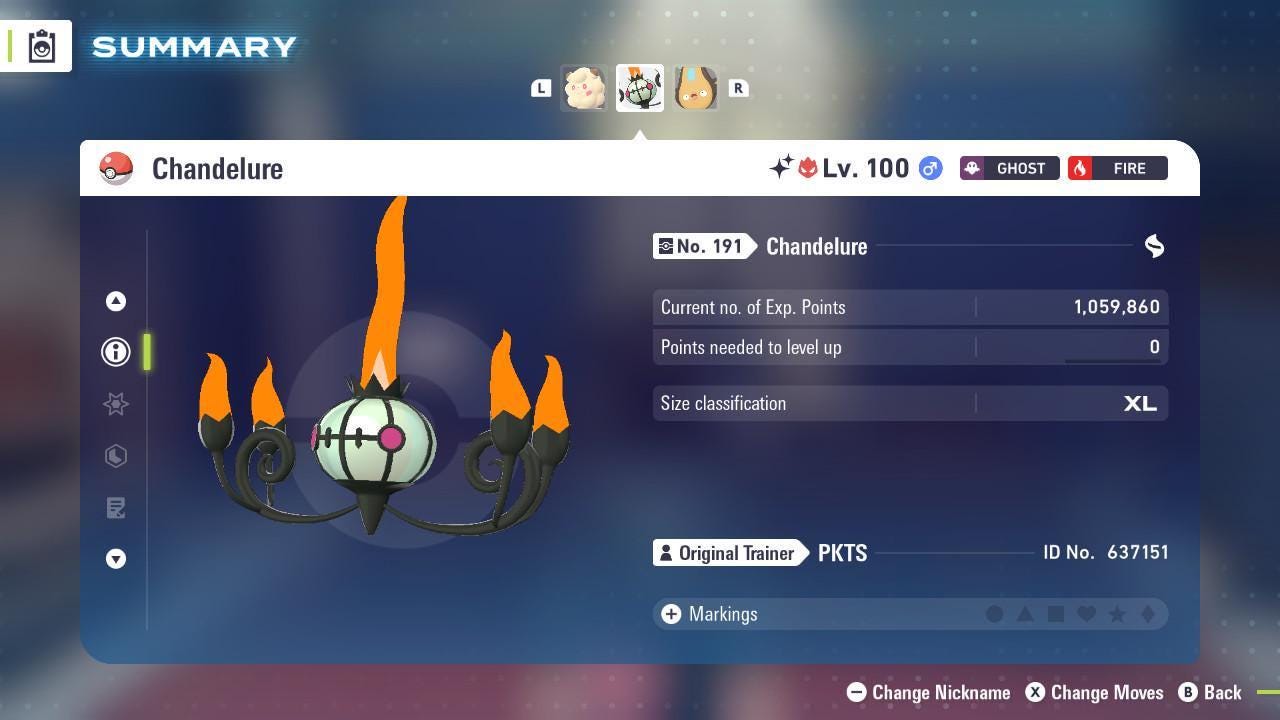 Foto de la carta Pokémon Shiny Alpha Chandelure Pokémon Leyendas ZA 6IV Listo para el Combate Competitivo 3