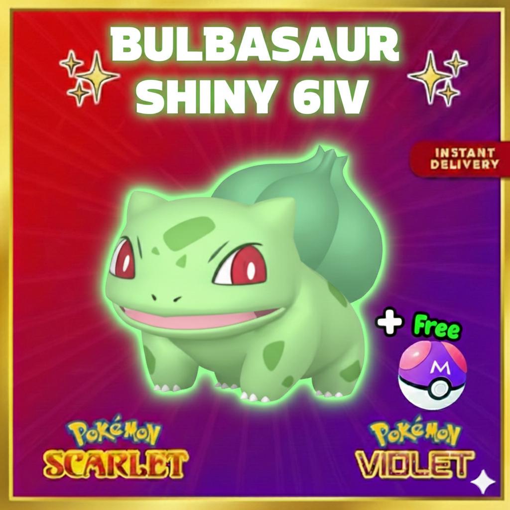 Shiny BULBASAUR Pokémon Scarlet and Violet 6IV Competitive Battle Ready – Scarlet & Violet Pokémon card photo