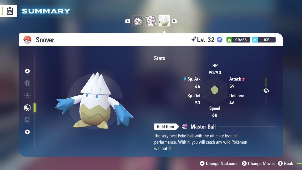 Shiny SNOVER Pokémon Legends ZA 6IV Competitive Battle Ready Pokémon card photo
