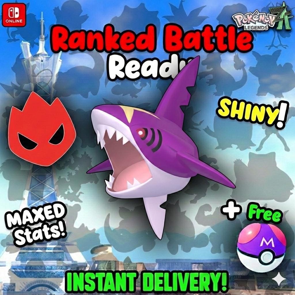 Shiny Alpha Sharpedo Pokémon Legends ZA 6IV Competitive Battle Ready – Pokémon Legends Z-A Pokémon card photo