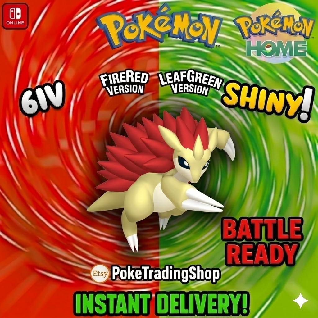 Foto de la carta Pokémon SANDSLASH variocolor Pokémon Rojo Fuego Verde Hoja 6IV listo para la batalla competitiva