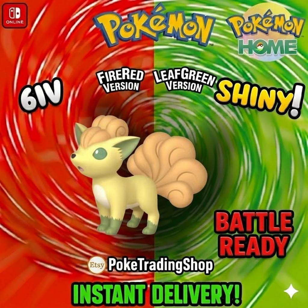Foto de la carta Pokémon VULPIX VARIOCROMÁTICO Pokémon Rojo Fuego Verde Hoja 6IV Competitivo Listo para la Batalla
