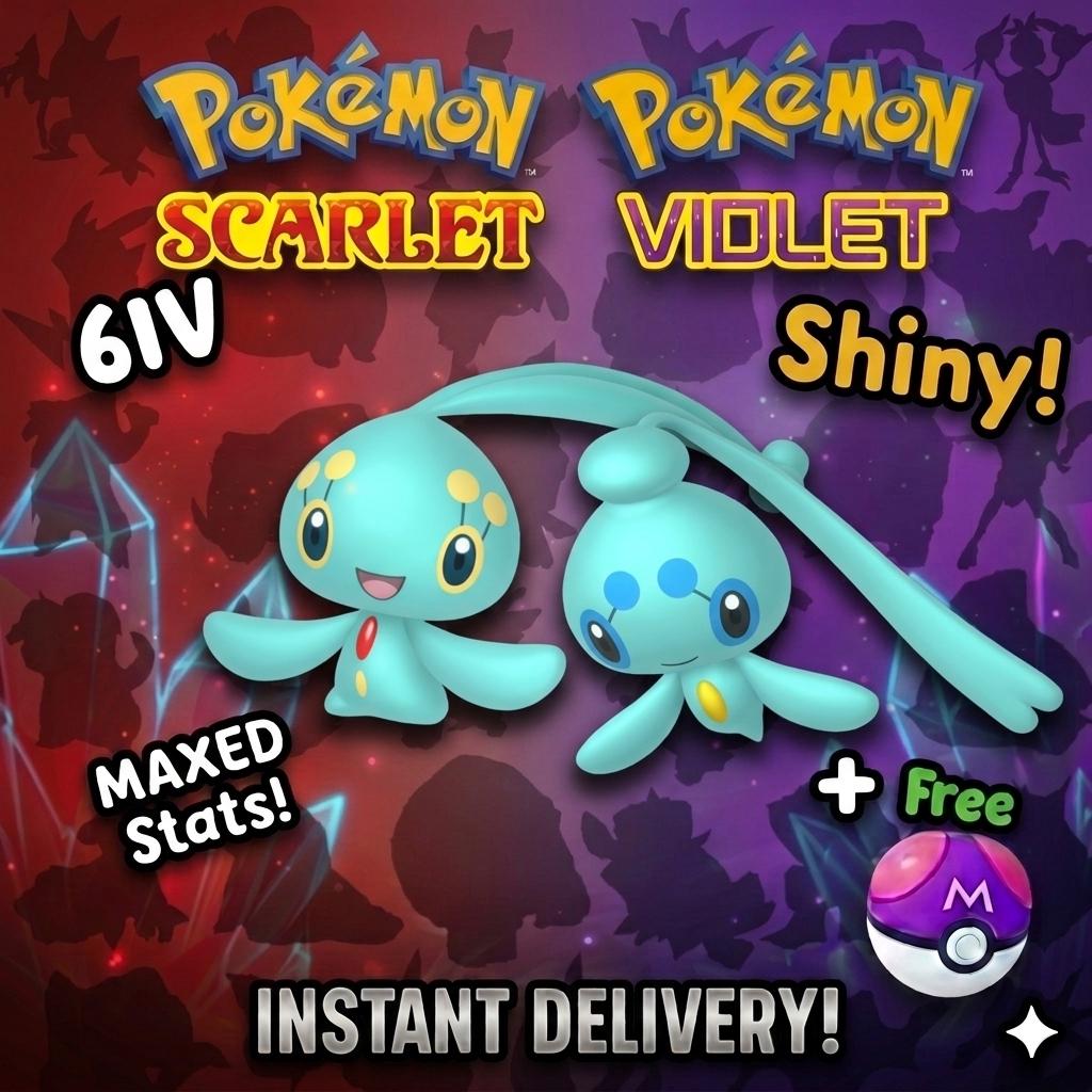 Shiny Phione Manaphy Bundle 6IV Battle Ready Scarlet Violet Pokémon card photo