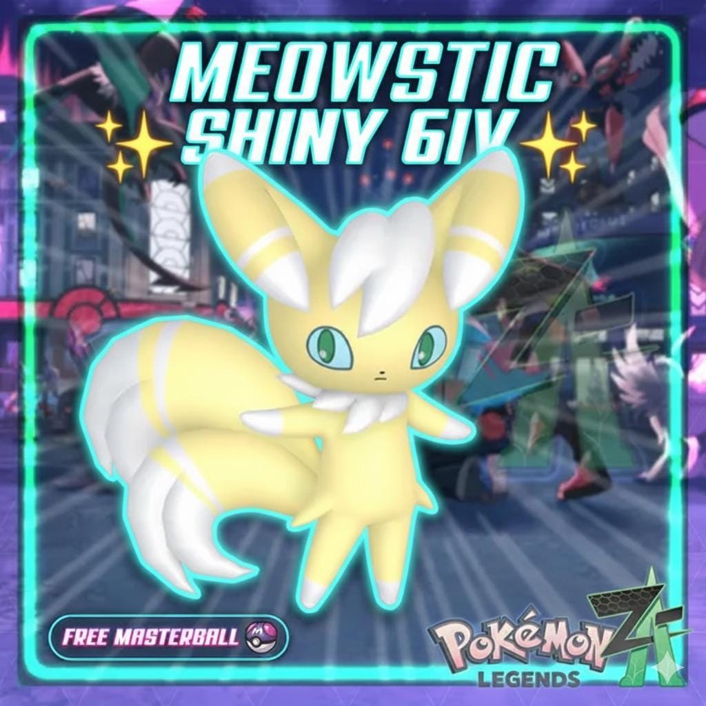 Foto de la carta Pokémon Shiny MEOWSTIC Pokémon Legends ZA 6IV Listo para el Combate Competitivo