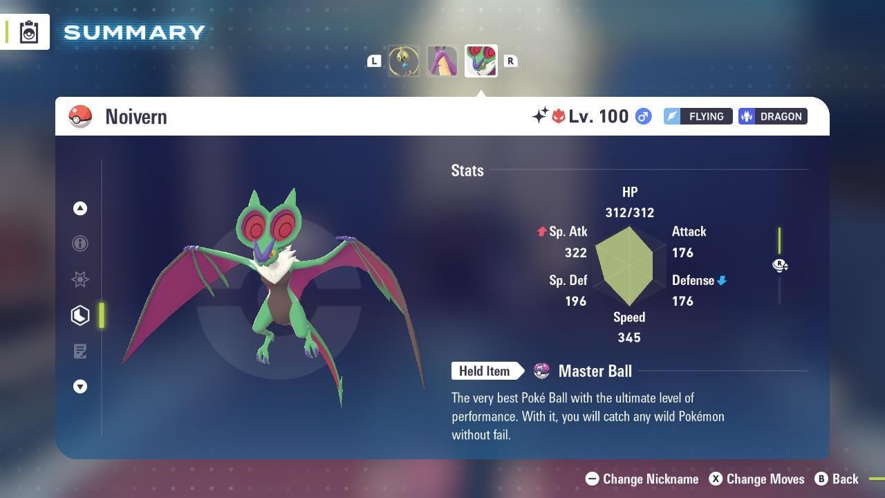 Shiny Alpha Noivern Pokémon Legends ZA 6IV Competitive Battle Ready Pokémon card photo 2
