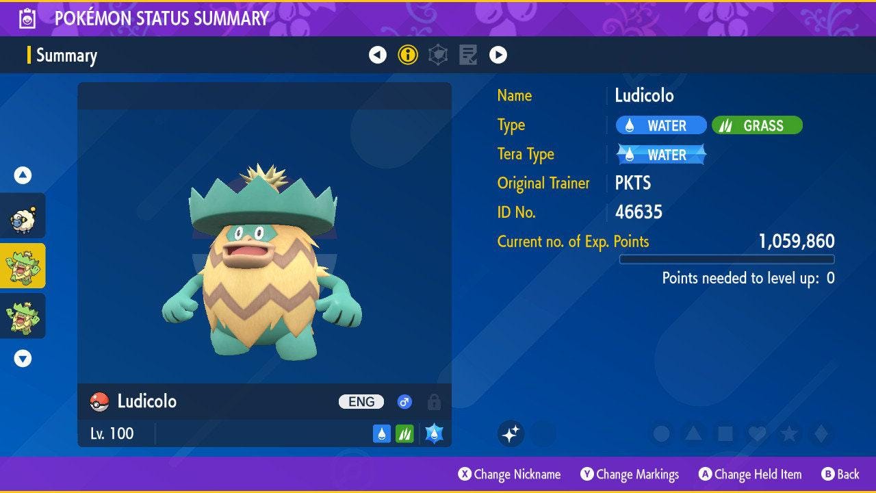 Shiny LUDICOLO Pokémon Scarlet Violet 6IV Competitive Battle Ready Pokémon card photo