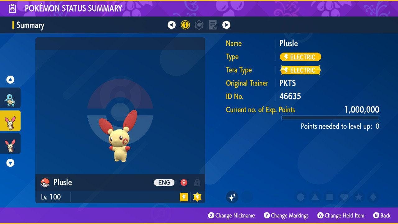 Foto de la carta Pokémon PLUSLE Brillante Pokémon Escarlata Púrpura 6IV Competitivo Listo para la Batalla