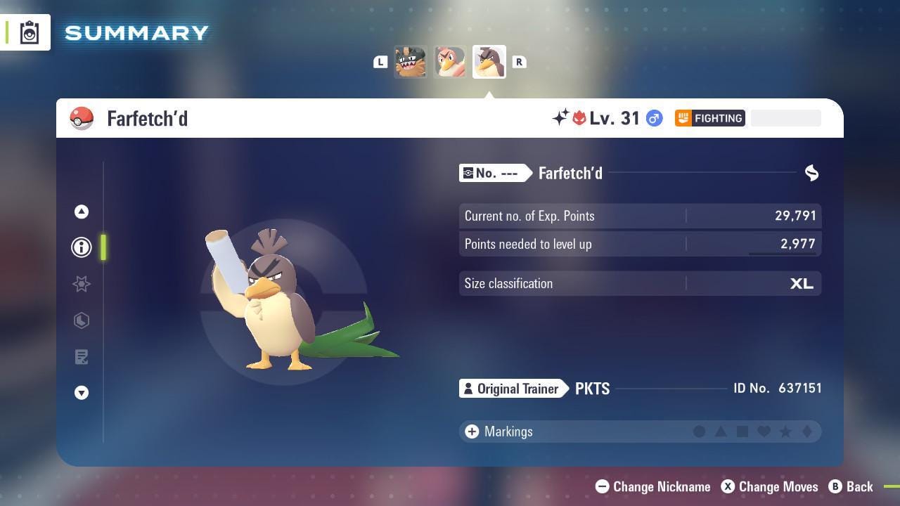 Shiny Alpha Galarian Farfetch'd Pokémon Legends ZA 6IV Competitive Battle Ready Pokémon card photo 2
