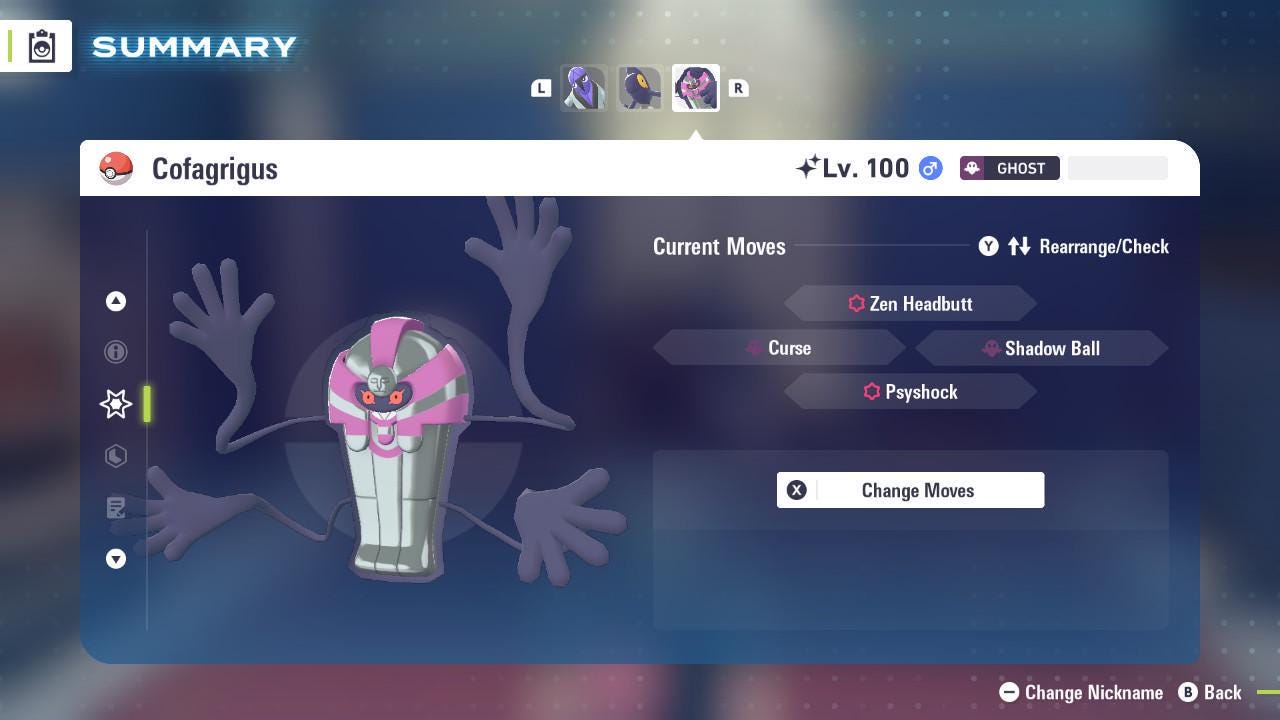 Shiny Cofagrigus Pokemon Legends ZA Mega Dimension DLC 6IV Competitive Battle Ready Pokémon card photo 3