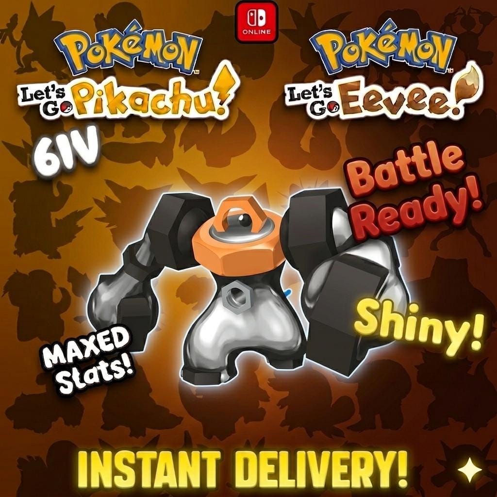 Shiny Melmetal Lets Go Pikachu Eevee 6IV Competitive Battle Ready – Pokémon Let's Go Pokémon card photo
