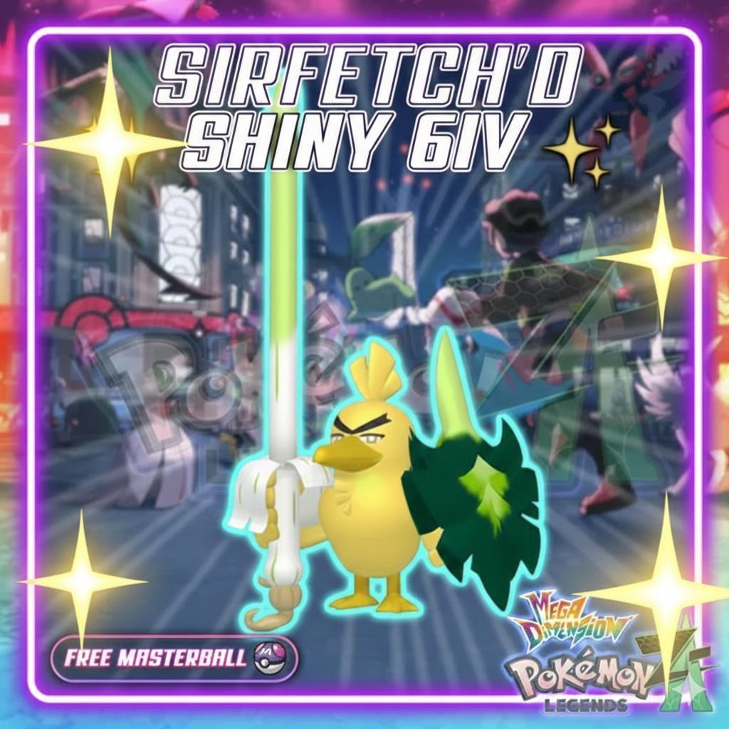 Foto de la carta Pokémon Sirfetch’d Variocolor Pokémon Legends ZA DLC Mega Dimension 6IV Listo para el Combate Competitivo
