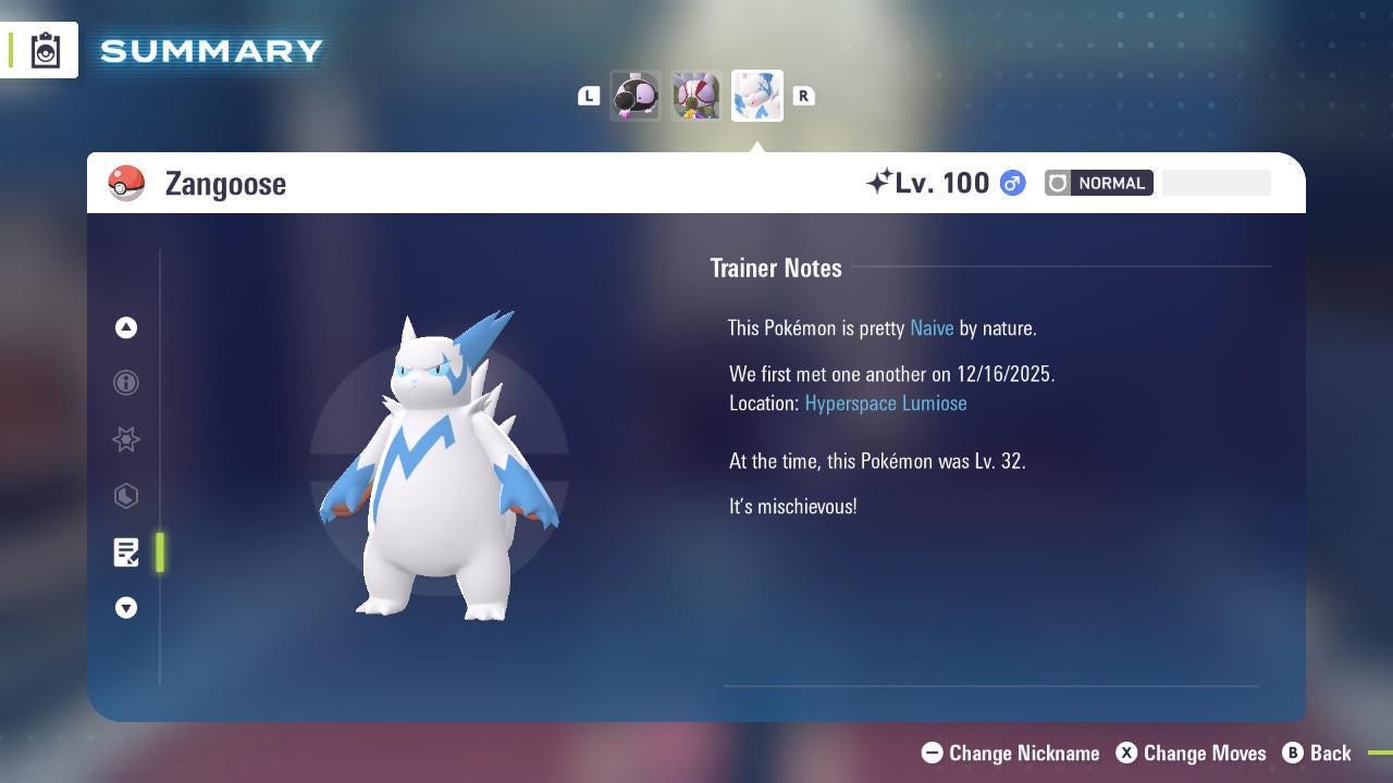 Shiny Zangoose Pokemon Legends ZA Mega Dimension DLC 6IV Competitive Battle Ready Pokémon card photo 4