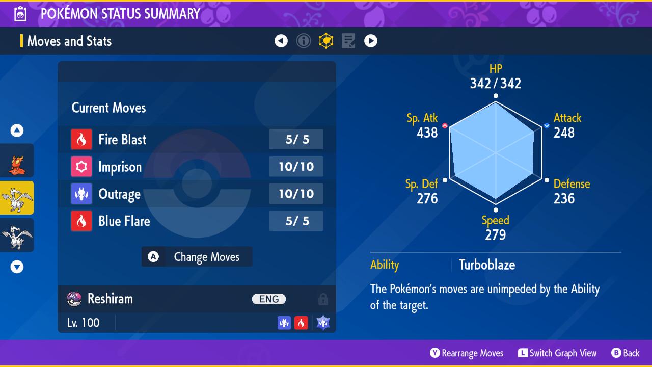 Shiny RESHIRAM Pokémon Scarlet and Violet 6IV Competitive Battle Ready Pokémon card photo 3