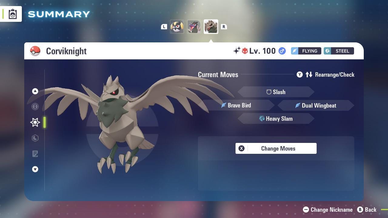 Foto de la carta Pokémon Corviknight Alfa Variocolor Pokémon Legends ZA 6IV Competitivo Listo para la Batalla 3