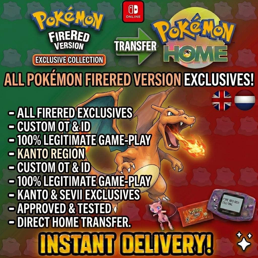 Pokémon FIRERED LEAFGREEN Authentic EXCLUSIVES Shiny FireRed All Exclusives Mega Bundle Pack Pokemon Home Transfer Switch 2 30th Anniversary Pokémon card photo