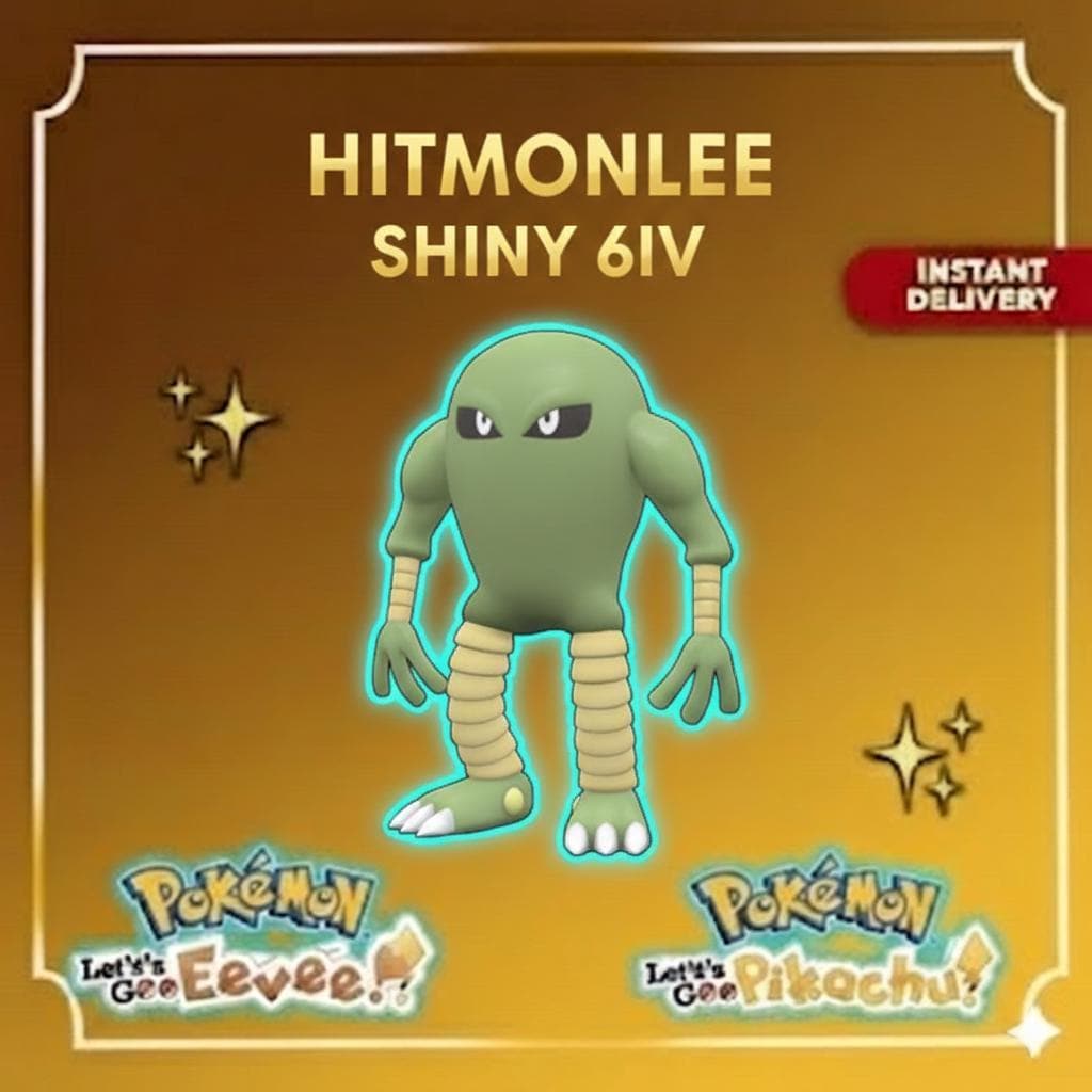 Shiny Hitmonlee Lets Go Pikachu Eevee 6IV Competitive Battle Ready – Pokémon Let's Go Pokémon card photo