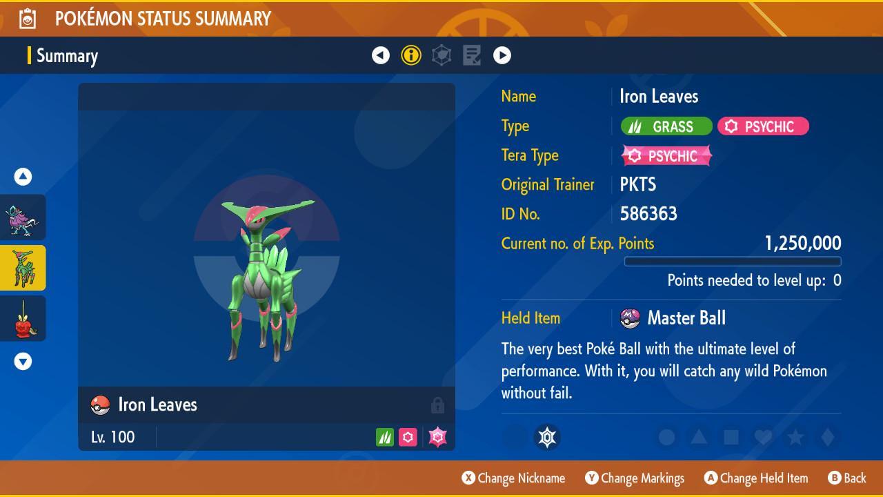Non Shiny IRON LEAVES Ev Trained Scarlet Violet Pokémon Battle Ready Competitive Free Bonus Shiny Fast Delivery – Scarlet & Violet Pokémon card photo