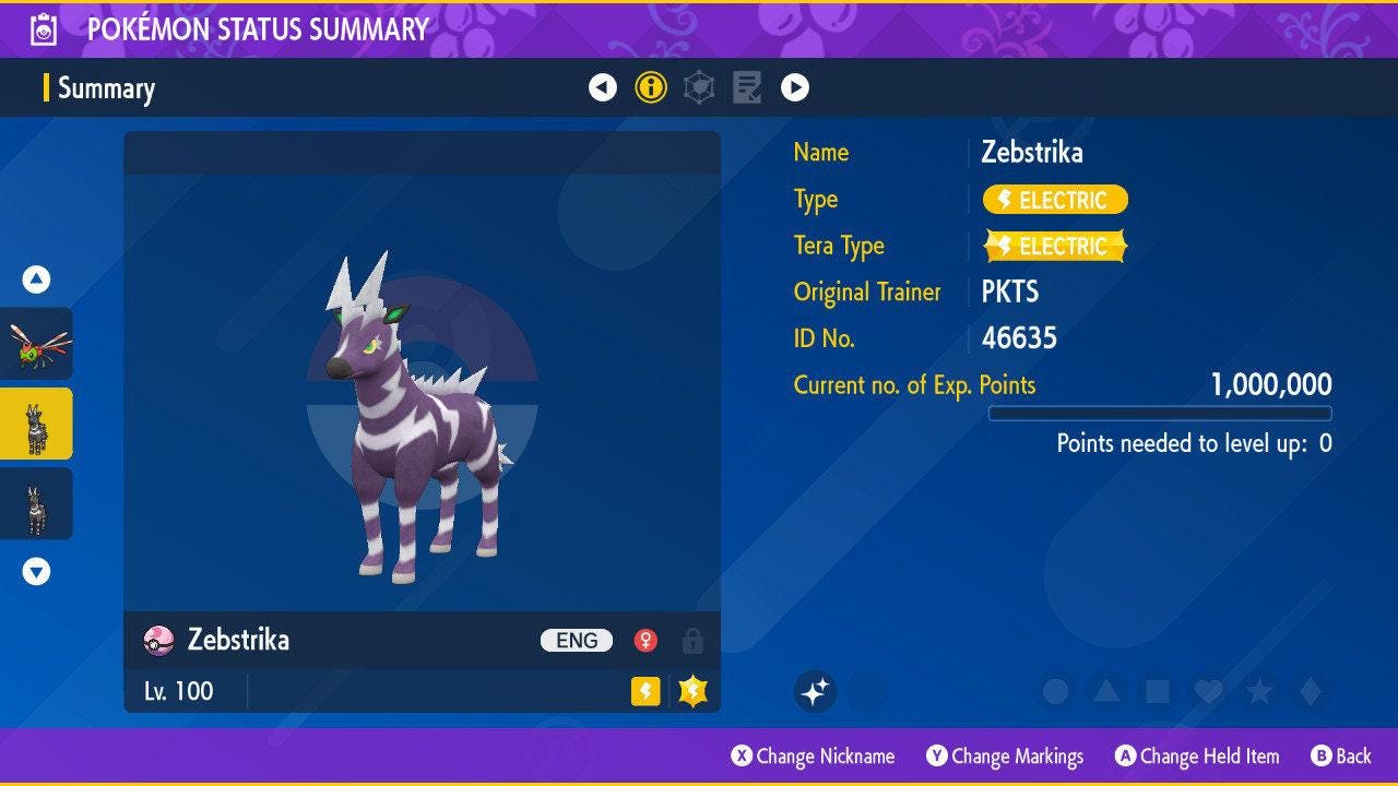 Foto de la carta Pokémon ZEBSTRIKA Shiny Pokémon Escarlata y Púrpura 6IV Competitivo Listo Para la Batalla