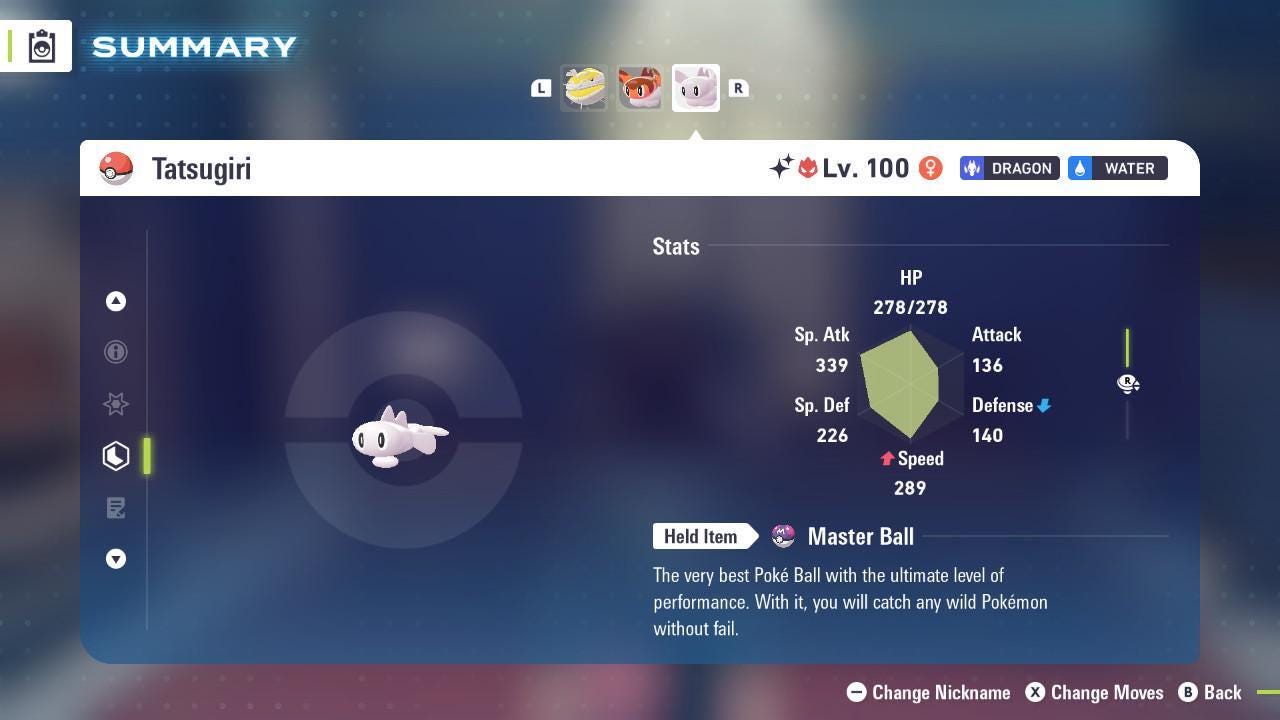 Shiny Alpha Droopy Tatsugiri 6IV Competitive Battle Ready Pokémon card photo