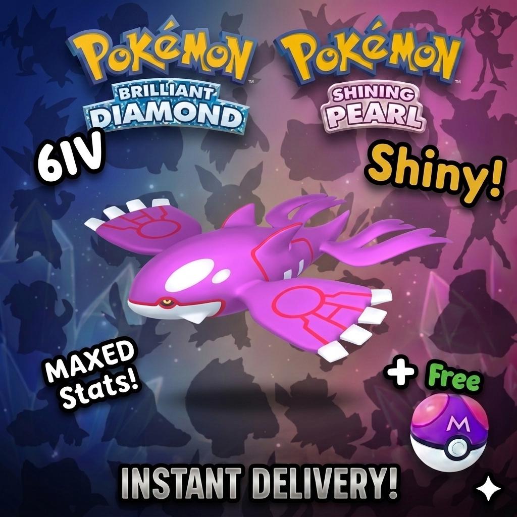 SHINY 6IV KYOGRE Pokemon Brilliant Diamond Shining Pearl 6IV Competitive Battle Ready – Brilliant Diamond & Shining Pearl Pokémon card photo